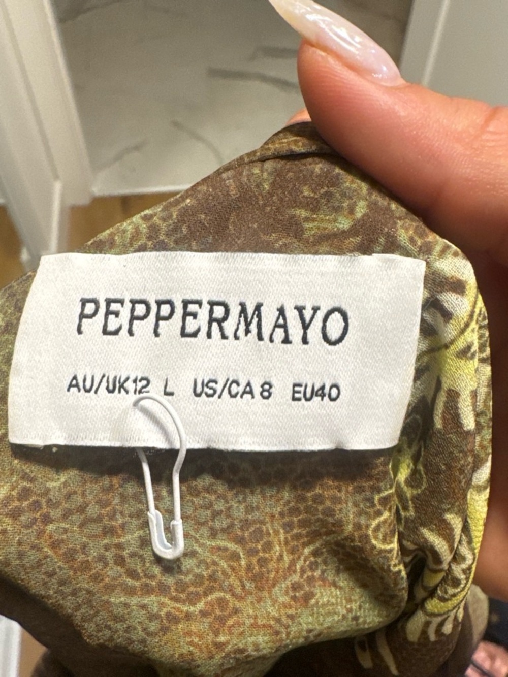 Peppermayo Brown and Green Floral Shell-Detail Dress - Picture 2 of 3